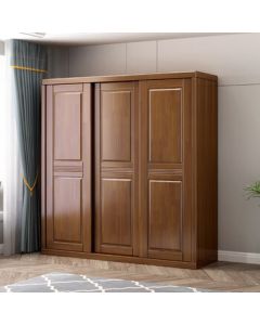 Chengfeng Jiuniuwang Solid Wood Wardrobe Set Modern Chinese Style Three-Door Sliding Door Storage Closet [Without Mirror]