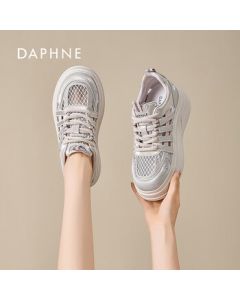 DAPHNE Daphne Women's Thick-Soled Canvas Shoes Breathable Mesh Casual Student Shoes Beige Size 37