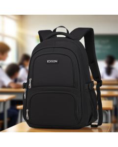 Edison Junior High School Backpack Large Capacity Multi-Compartment Water-Resistant High School Student Minimalist Double Shoulder Bag 310-2 Black