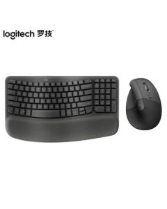 Logitech Wave Keys Ergonomic Keyboard + Lift Ergonomic Mouse Wireless Bluetooth Combo (Black)