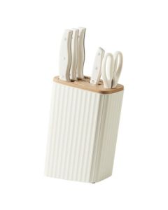 Supor Knife Set Stainless Steel Kitchen Knives for Home Use, Sharp 5-Piece Knife Set with Knife Holder and Cutting Board (7-Piece Set)