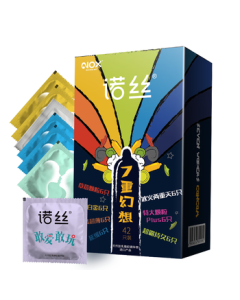 Nox Condoms Safe 7 Fantasy 42-Piece Ultra-Thin Large Dotted Lubricated Condoms for Men Adult Contraceptive Products