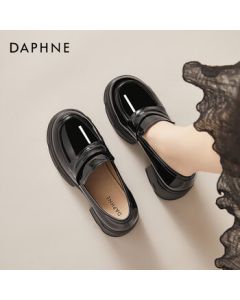 Daphne Chunky Heel Loafers for Women, Summer Fashion Versatile Hollow-Out Breathable Black Flats, Black, Size 40