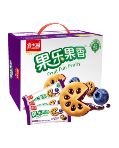 Jiusly Fruit Aroma Jam-Filled Biscuits Breakfast Cookies Blueberry Flavor 680g/Box Snack Gift Box