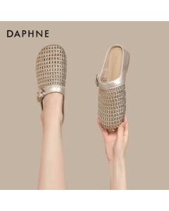 Daphne Women's Open-Toe Mule Sandals Summer New Hollow-Out Slip-On Shoes 4025101820 Champagne 39