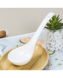 Sky Top Large Ceramic Spoon, Pure White Bone China Tableware, Marge 1-Piece Set