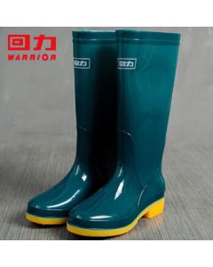 Warrior Women's Rain Boots Waterproof Non-Slip Comfortable Outdoor Rain Shoes HL813 High-Cut Dark Green Size 38