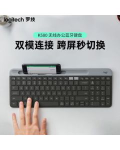 Logitech K580 Black Wireless Bluetooth Keyboard - Quiet, Compatible with Desktop, Laptop, iPad, Business Office Use with Card Slot, Dual Mode