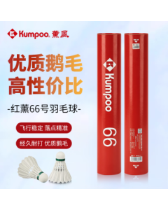 KUMPOO Daily Entertainment & Training Shuttlecock - Red Xun 66, 12-Pack (Speed 77)
