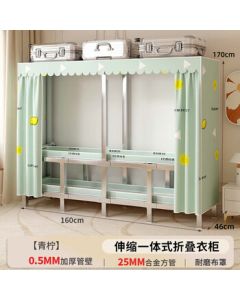 Quanpinwu No-Assembly Easy Wardrobe Bedroom 2025 New Modern Rental Foldable All-in-One Fabric Closet Lime Green 160