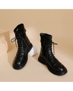 Daphne Retro Versatile Women's Boots, Martin Boots for Autumn and Winter, Thick-Soled British Style Ankle Boots for Women, Black, Size 36