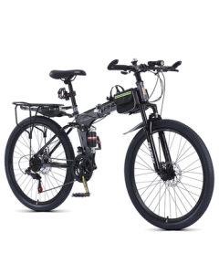 Phoenix Mountain Bike Foldable Adult Gear Shifting Dual Shock Absorber Student Children's Bicycle Formula Tiger Ash Gray 27-Speed 26-Inch