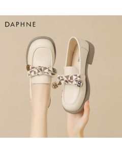 Daphne Women's Leather Slip-On Loafers Flat Shoes 4023404168 Beige 35