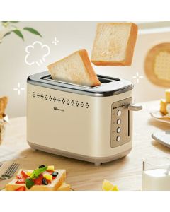 Bear DSL-C02M6 Toaster Bread Maker Automatic Household Small Stainless Steel 2-Slice Breakfast Toaster Beige