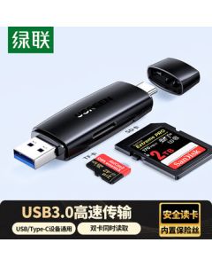 UGREEN USB/Type-C Card Reader 3.0 High-Speed SD/TF Multi-Functional for Computer, Phone, iPhone 16/15/iPad, Compatible with Camera, Dash Cam, and Memory Cards