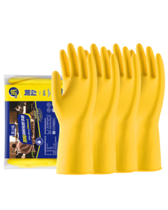 Easy Choice Rubber Latex Gloves, Size L, 4 Pairs, Extra Thick for Household Kitchen Dishwashing, Laundry, and Cleaning