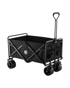 JingDong JingZao Outdoor Camping Cart Bearing Folding Wagon for Picnic, Self-Driving Camping, Trailer with Lay-Flat Feature for Kids (Graphite Black)