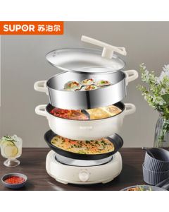 SUPOR Household Multi-function Electric Hot Pot, 6L Large Capacity Electric Cooking Pot with Split Design, Dual Flavor Pot, 3 Heat Settings, Model H30YKX56AY