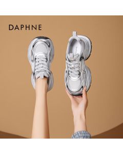 DAPHNE Women's Breathable Dad Sneakers Running Shoes Silver 39