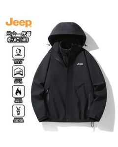 JEEP Men's Winter Thickened 3-in-1 Two-Piece Outdoor Versatile Waterproof Breathable Warm Jacket