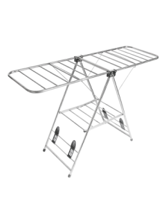 Wenna Clothes Drying Rack Floor Folding Hanger Garment Rack Stainless Steel Laundry Drying Stand Wing-Type Folding Clothes Airer
