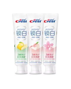 Crest Lock & White Toothpaste Fresh Stain Removal Whitening 3-Pack 360g Ding Yuxi Same Style JD Self-Operated Mixed Old and New Packaging