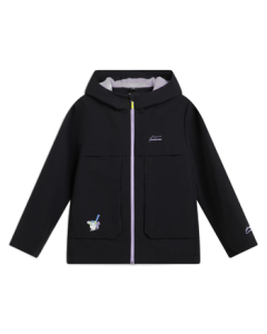 Li Ning Water-Repellent Anti-Static Windbreaker for Teen Girls, 2025 Winter Fleece-Lined Warm Jacket YFDV152