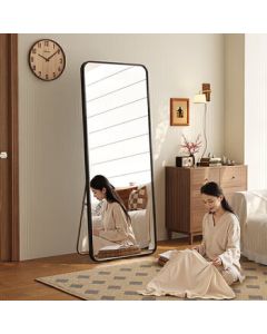 Millennium Huafu Full-Length Mirror, Floor Mirror, Wall-Mounted Mirror for Door, Clothing Store Dressing Room, Explosion-Proof, Integrated Simple Black 50*160