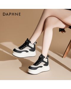 DAPHNE Platform High-Top Sneakers with Fleece Lining - Warm, Casual, and Versatile Women's Shoes in Black, Size 37