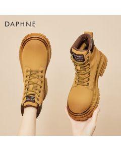 Daphne Women's Martin Boots Genuine Leather Lined Winter Boots Thick Sole Platform Ankle Boots Shoes 4022607028 Fluffy Yellow Size 37