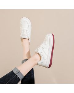 Daphne Women's White Sneakers 2024, Versatile Casual Shoes, Platform Canvas Shoes for Women, White, Size 40