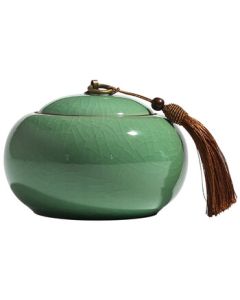 Kongshan Xinyu 600ml Longquan Celadon Tea Canister Large Sealed Ceramic Tea Jar Ge Yao Plum Green Crackle