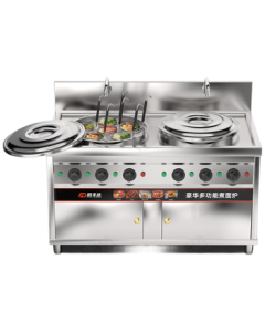 Chufengda Commercial Noodle Cooking Stove, Double-Burner Noodle Cooking Pot for Dumplings, Spicy Hot Pot, Noodle Machine, Dual-Bucket Soup Noodle Stove, Electric Heating Noodle Cooking Pot, Electric Heating 50-Type Flat Bottom Model STZML-D-P50