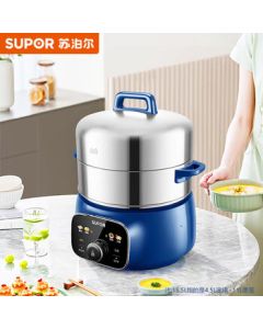 SUPOR Multi-Functional Pot - 15.5L Large Capacity, 1800W High Power Electric Steamer for Home Use, Steaming, Stewing, Cooking, and Cleaning, 24H Color Screen Smart Pre-Setting (Model: ZN28YC88)