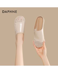 Daphne Women's Open-Toe Semi-Slippers New Summer Woven Hollow-Out Slippers 4025101753 Beige 38
