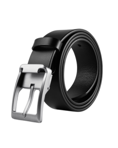 JingDong JingZao [Imported Top-Grain Leather] Men's Genuine Leather Belt with Pin Buckle, Birthday Gift for Boyfriend, Black