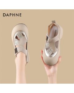 Daphne Hollow-Out Roman Sandals for Women, Summer Closed-Toe Casual Platform Sandals Outdoor Shoes 4024303354, Champagne, Size 35