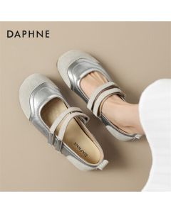 Daphne Mary Jane Shoes Women's New Spring Casual Flat Shoes Ugly-Cute Loafers 4024404035 Silver Gray 38