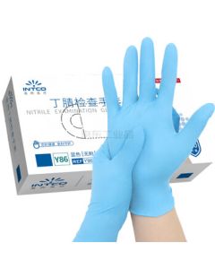 INTCO/INTCO Medical Nitrile Gloves Blue Size M 100pcs/Box Y86-1001-M (Old or New Packaging Randomly Sent)