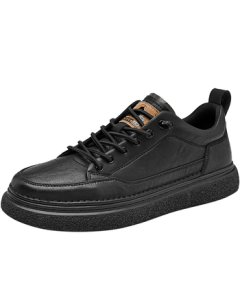 HLA Men's Casual Leather Shoes Classic Sneakers Sports Shoes HAAXXM1EBF038 Black 42