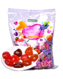 Cocon Assorted Flavor Juice Gummy Candy, Imported Children's Snack, Party Treat Heart-Shaped Candy, 1kg (Approx. 140 Pieces)