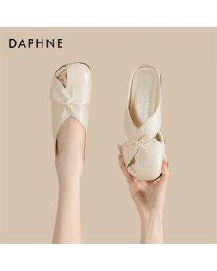 Daphne French Toe Semi-Slippers Women's Summer New Sandals Flat Sandals 4025101672 Beige 39