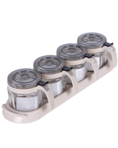 Xilong Glass Spice Box Set - 4-Piece Household Spice Jars with Storage Rack for Salt, Seasonings, and Condiments