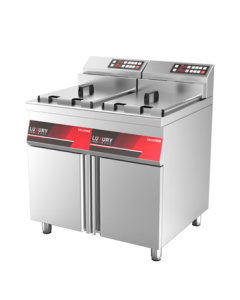 Lecon Commercial Electric Deep Fryer, 64L Smart Vertical Dual-Tank Electric Fryer for Snacks, French Fries, and Skewers, Model LC-DK-TB86-2