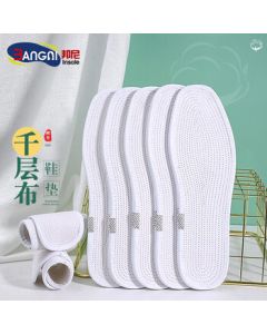 3AnGnI Cotton Shoe Insoles for Men and Women, Breathable and Sweat-Absorbing Handmade Layered Cloth, Pack of 5 Pairs, Size 42