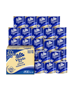 Vinda Core Toilet Paper [Recommended by Sun Yingsha] Blue Classic 4-Ply 200g*27 Rolls, High-Grammage Bath Tissue in Bulk