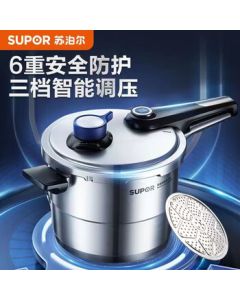 SUPOR Pressure Cooker YW24LT1, 24cm Multi-functional Stainless Steel High Pressure Cooker with Thickened Composite Bottom, Suitable for Induction and Gas Stoves