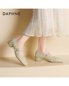 Daphne Mary Jane Shoes Women's New Spring Chunky Heel Versatile Casual Pumps High Heels 4025101311 Light Green 39