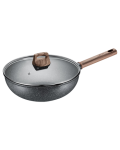 SUPOR Non-Stick Frying Pan with Less Smoke, 30cm Granite Coated Wok for Home Use, Compatible with Induction Cookers and Gas Stoves, Cool Stone Series