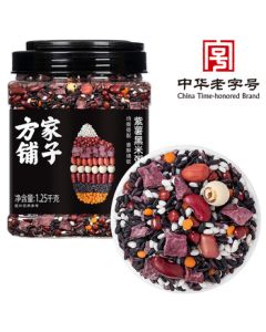 Fangjia Puzi Chinese Time-Honored Brand Purple Sweet Potato Black Rice Porridge 2.5lb Mixed Grains with Peanuts and Red Beans
